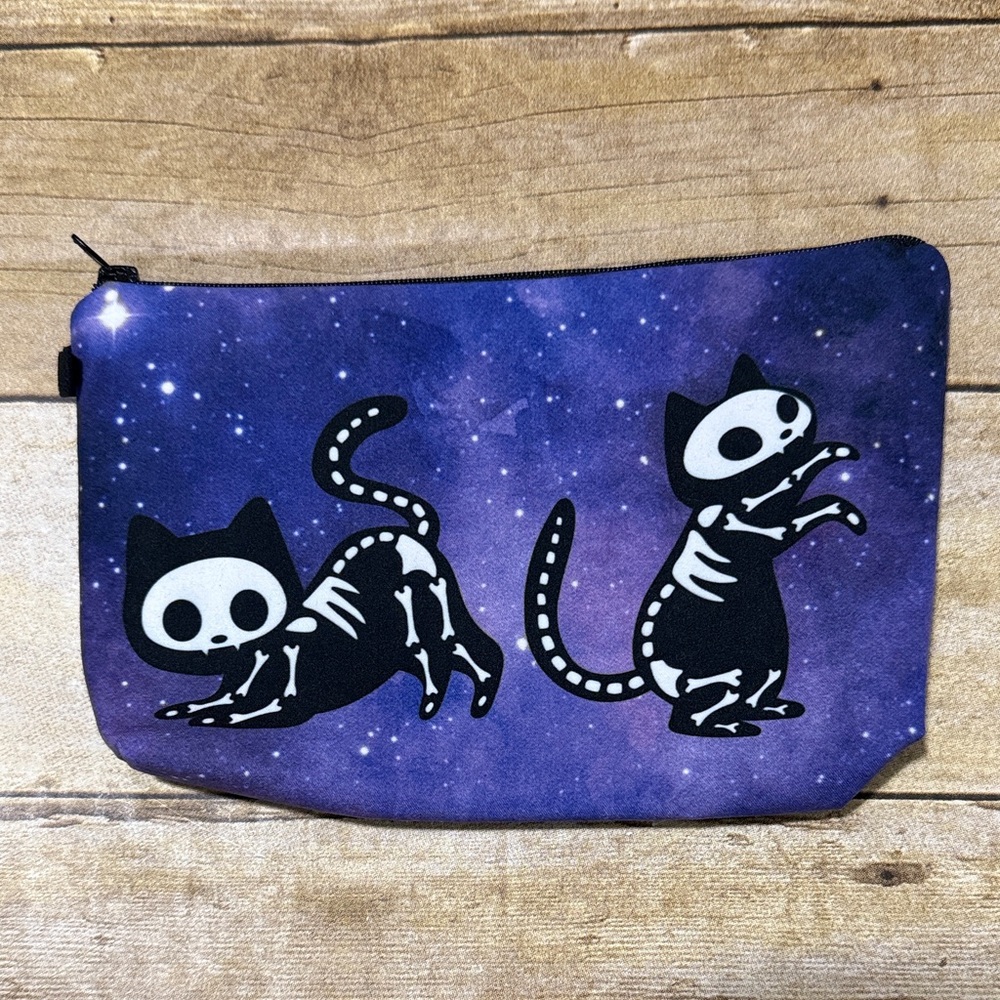 Purple Cat Skeleton Pouch